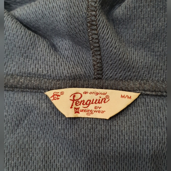 Penguin unisex waffle knit zip hoodie, navy blue, size medium - Picture 4 of 4